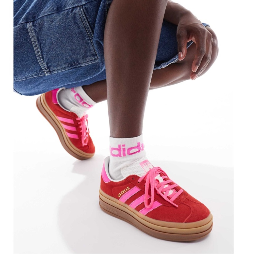 adidas Gazelle Women's Sneakers in Red and Pink with Gum Sole